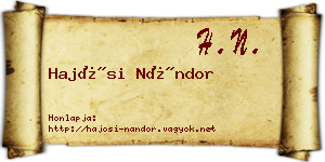 Hajósi Nándor névjegykártya