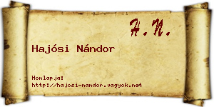Hajósi Nándor névjegykártya